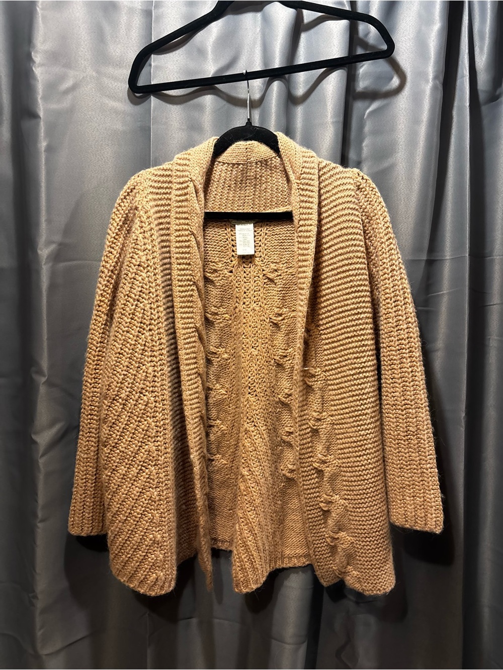 More pink in person! Cozy Open-Front Women's Camel Knit Cardigan Sweater